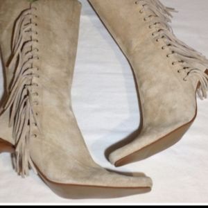 Leather fringe cowboy western womend 7.5 boots.